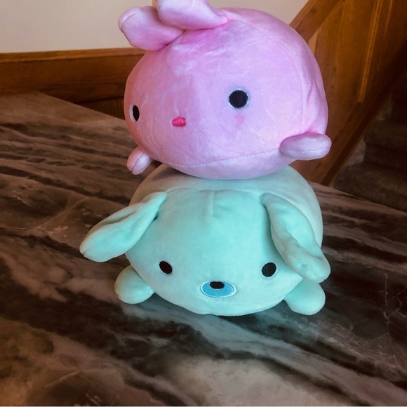 👀4/$25 Moj moj Surprise Pair Pink Mer Bunny and Aqua Dog Green - Picture 2 of 12